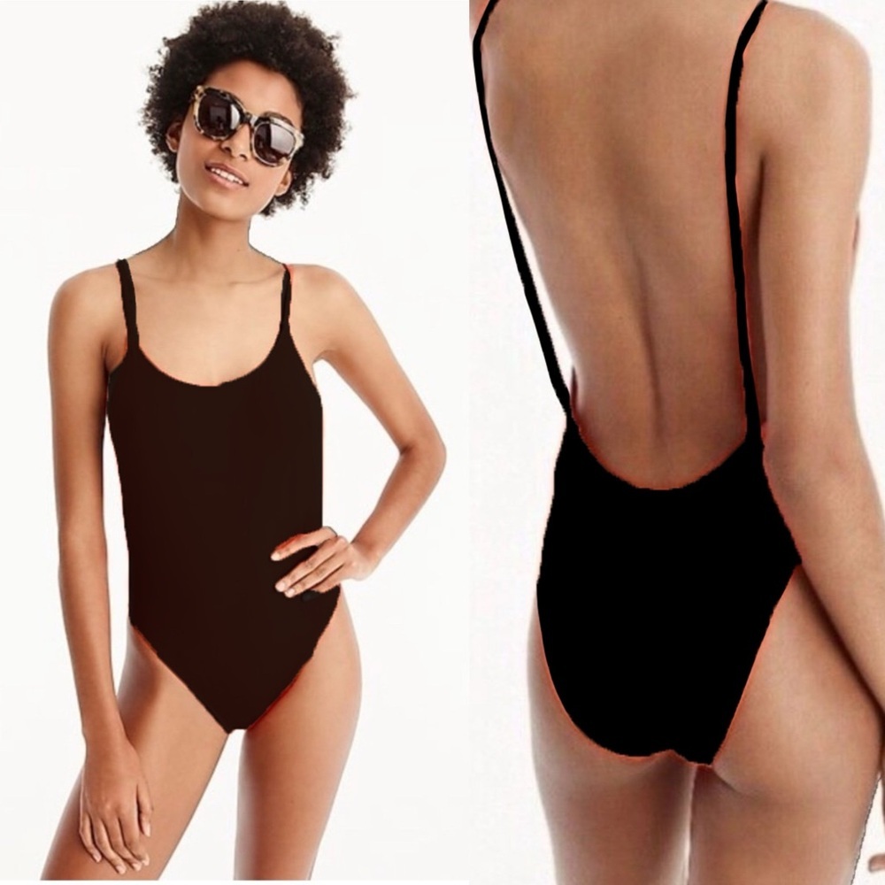 J. Crew Playa Super-Scoopback One-Piece Swimsuit Black Size M Classic Strap